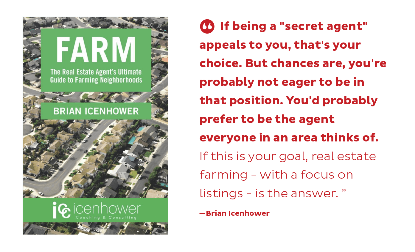 Image Book cover for "FARM: The Real Estate Agent's Ultimate Guide to Farming Neighborhoods" by Brian Icenhower.