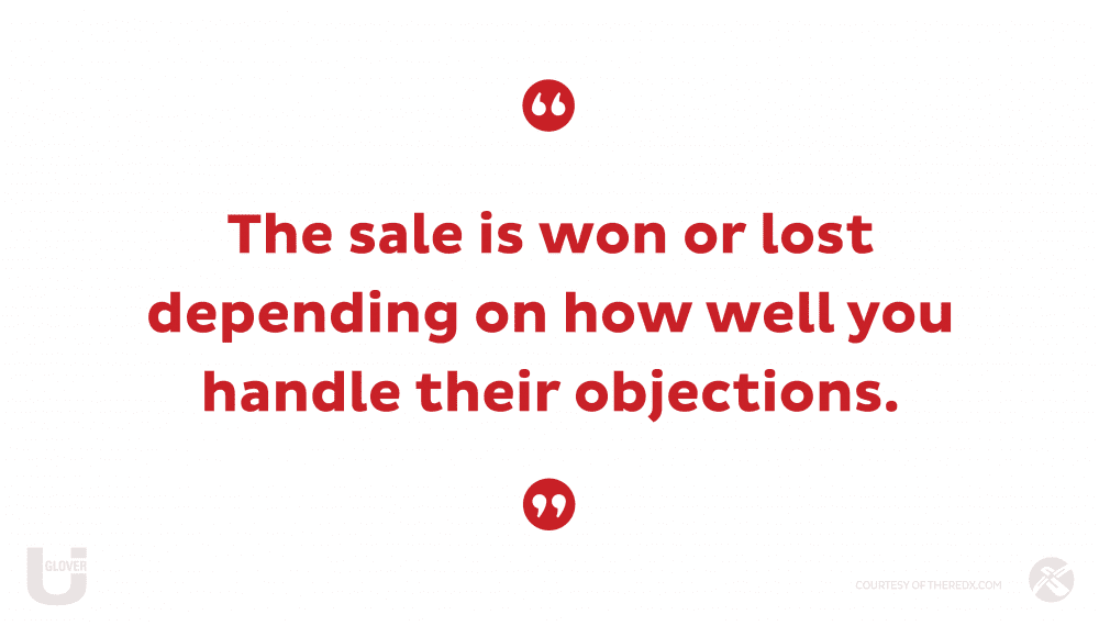 "The sale is won or lost depending on how well you handle their objections" graphic 