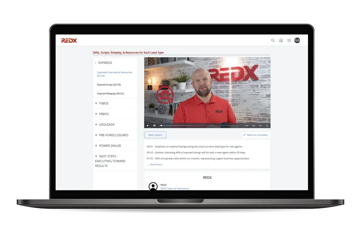 Screenshot of REDX Courses